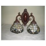 Light Fixture With 2 Stained Glass Shades 16x12 Light Fixture With 2 Stained Glass Shades 16x12