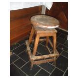 Antique Wood Bar Stool