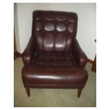 Brown Vinyl Upholstered Chair   30x34x35"