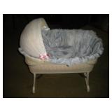 Vintage Bassinet, w/ Skirt, Collapsible