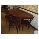 Cherry Table W/ 5 Chairs & 1 Capt Chair And Pads