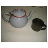 Enamel Tea Pot & Tin Cup Enamel Tea Pot & Tin Cup