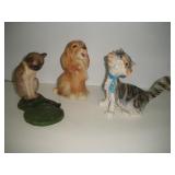 Ceramic Dog & Cat Figurines  Tallest - 8 Inches