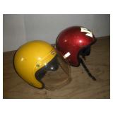2 Vintage Motorcycle Helmets 2 Vintage Motorcycle Helmets