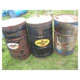 (3) 55 Gallon Advertising Drums