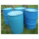 4 Blue 55 Gallon Plastic Drums