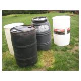 (4) Plastic 55 Gallon Drums