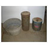 Galvanized Bucket With (2) Metal Cans