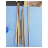 Wooden dowels of various sizes, seven total