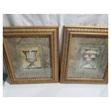 Two framed Greek planter photos, 17"x14"