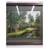 Framed photo of a piney woods golf course