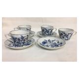 Blue Danube set of 4 saucers and tea cups