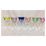 Beautiful set of colored crystal wine glasses