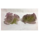Pair of rose resin candle holders