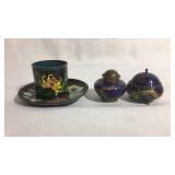 Hand painted brass oriental items