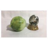 Hand painted marble egg and marble green peach