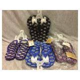 Lot of kids college football flip flops