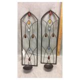 Pair of new metal wall hanging candle holders