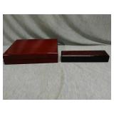 2 High gloss wooden storage boxes