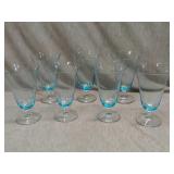 Set of 7 Aqua blue parfait glassware