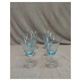 Set of 6 Aqua blue parfait glassware