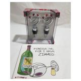 Set of two wine stoppers and 6" ceramic coaster