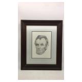 Framed Pencil sketch of Abraham Lincoln. No
