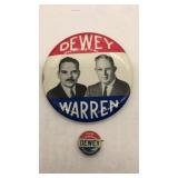 (2) Thomas E. Dewey - Political campaign buttons
