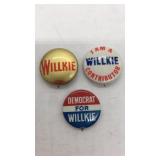 (3) Wendell Willkie - Political campaign buttons
