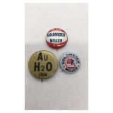 (3) Barry Goldwater - Political campaign buttons