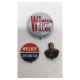 (3) Wendell Willkie - Political campaign buttons