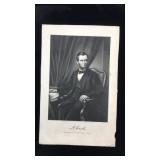 Engraving of Abraham Lincoln. Card is