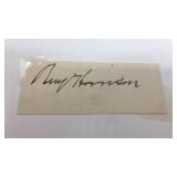 Benjamin Harrison signature.Cut of piece of a