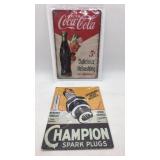 (2) Vintage replica metal signs. Home decor. New