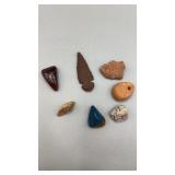 Assorted stones,& a arrowhead