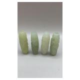 4 Jade cut glass beads. Approximately 2" tall.