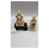 2 Carved Resin Toscano Confucius figures, & and