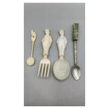 Vintage assortment. Hand carved Asian spoon,