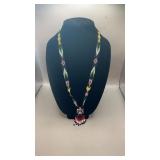 Native Hand Beaded Thunderbird Necklace, 32"