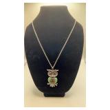 Long 30" chain with large owl pendant.