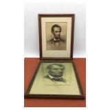 (2) Framed prints depicting Abraham Lincoln