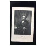 Engraving of Abraham Lincoln. Card is