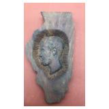 Hand carved profile of Abraham Lincoln.12" long