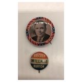 (2) Wendell Willkie political campaign buttons