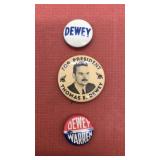 (3) Thomas E. Dewey campaign buttons