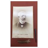 James G. Blaine photo card and (2) campaign