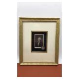 Framed photo card of George Washington with coin