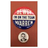 (2) Thomas E. Dewey campaign buttons