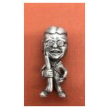 Theodore Roosevelt sculpture. 4" tall. Pewter