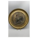JFK Commemorative Plate Plaque Brass Rimmed
